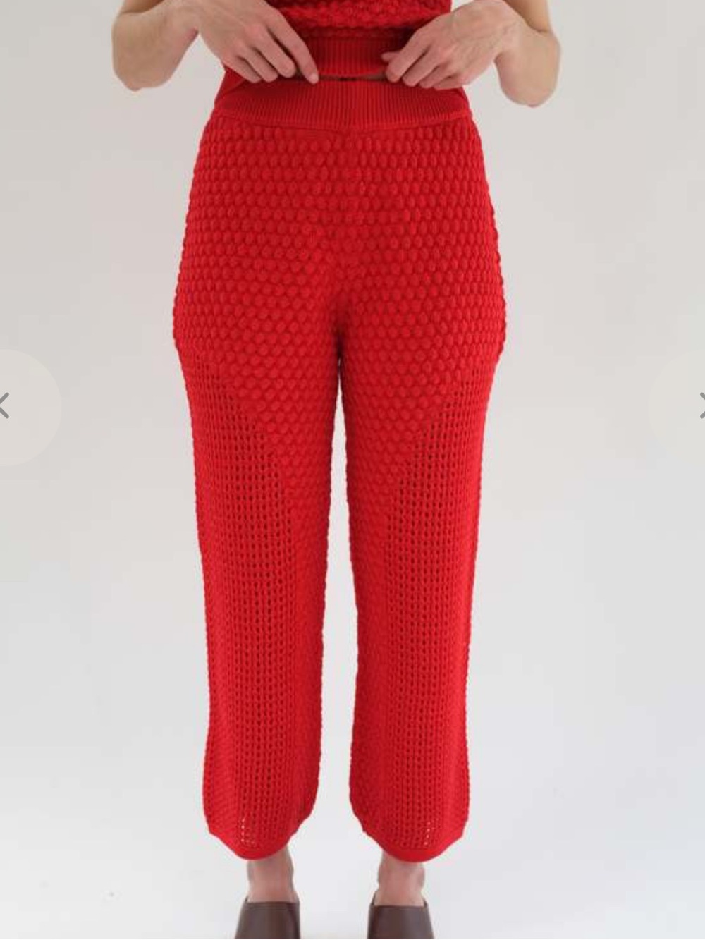Beklina Cupola High-Waist Red Wide-Leg Knit Pants